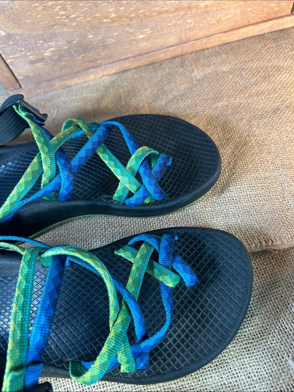 Chaco Women's Multicolor Strappy Sport Sandals - Blue & Green